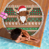Scottish Christmas Beach Blanket Highland Cattle-Xmas Tartan Stripes Style Brown Color - Wonder Print Shop