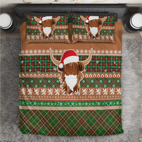 Scottish Christmas Bedding Set Highland Cattle-Xmas Tartan Stripes Style Brown Color - Wonder Print Shop