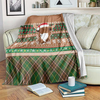 Scottish Christmas Blanket Highland Cattle-Xmas Tartan Stripes Style Brown Color - Wonder Print Shop