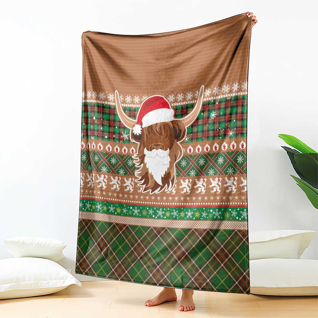 Scottish Christmas Blanket Highland Cattle-Xmas Tartan Stripes Style Brown Color - Wonder Print Shop