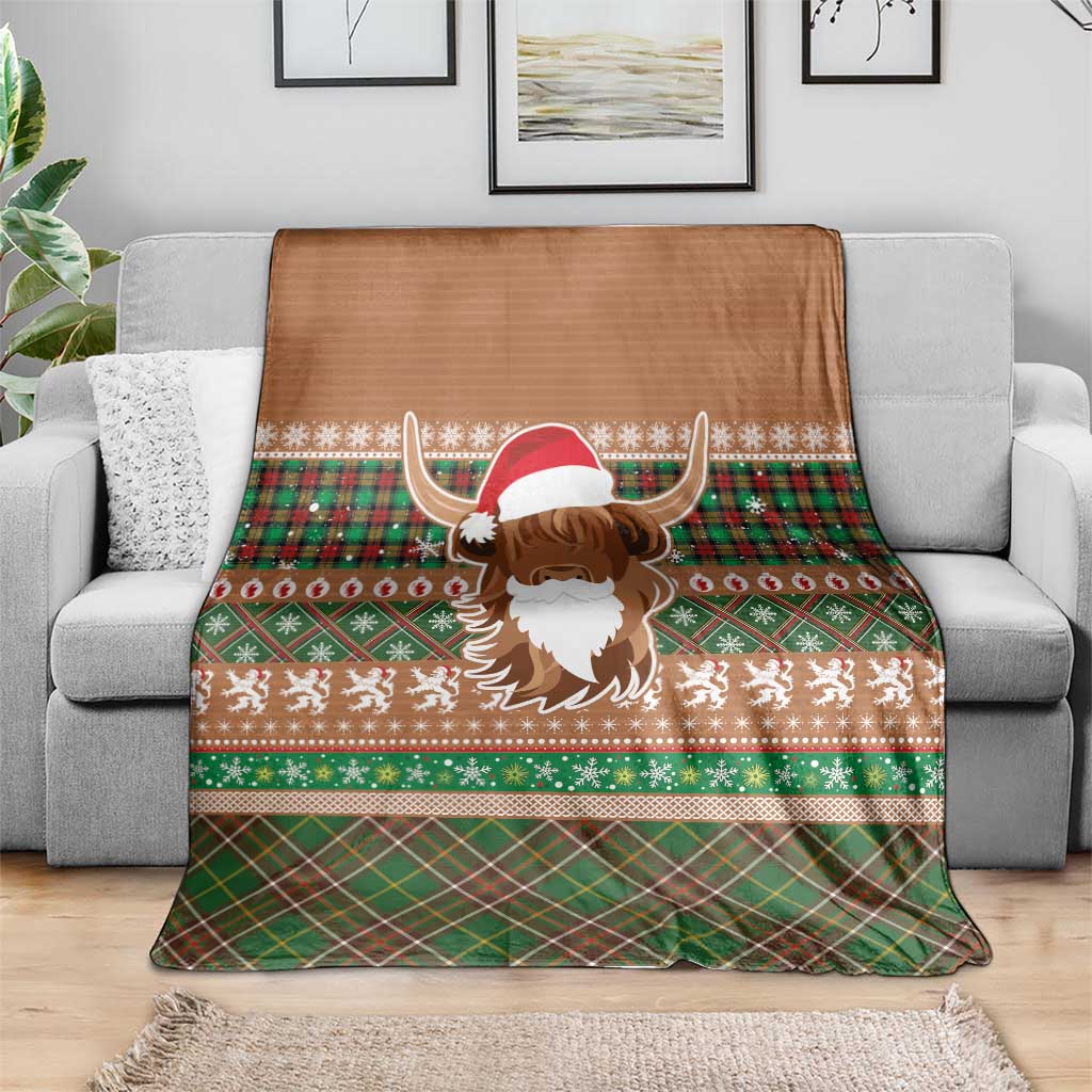 Scottish Christmas Blanket Highland Cattle-Xmas Tartan Stripes Style Brown Color - Wonder Print Shop