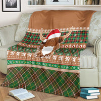 Scottish Christmas Blanket Highland Cattle-Xmas Tartan Stripes Style Brown Color - Wonder Print Shop