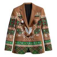 Scottish Christmas Blazer Highland Cattle-Xmas Tartan Stripes Style Brown Color - Wonder Print Shop