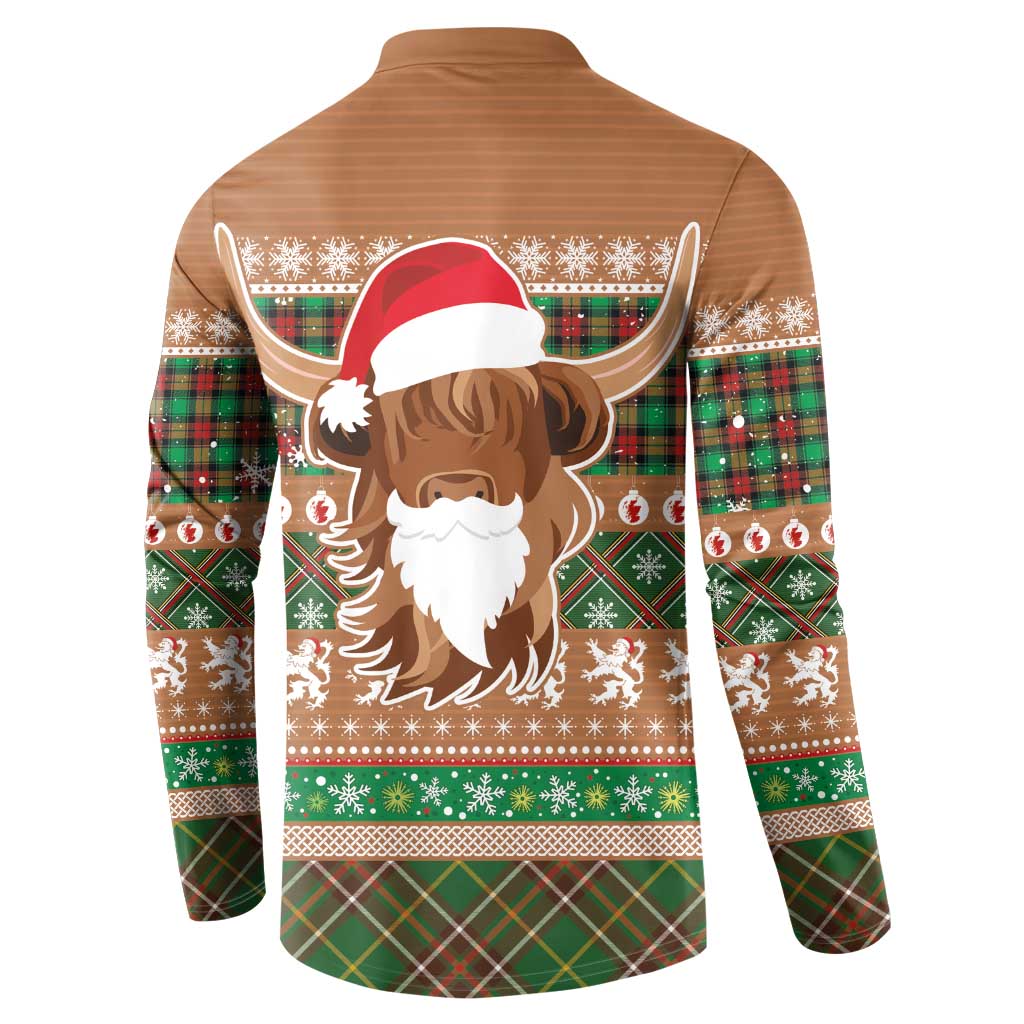 Scottish Christmas Button Sweatshirt Highland Cattle-Xmas Tartan Stripes Style Brown Color - Wonder Print Shop