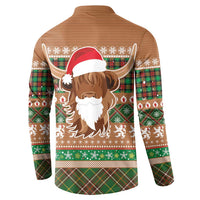 Scottish Christmas Button Sweatshirt Highland Cattle-Xmas Tartan Stripes Style Brown Color - Wonder Print Shop