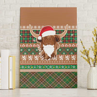 Scottish Christmas Canvas Wall Art Highland Cattle-Xmas Tartan Stripes Style Brown Color - Wonder Print Shop