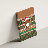 Scottish Christmas Canvas Wall Art Highland Cattle-Xmas Tartan Stripes Style Brown Color - Wonder Print Shop