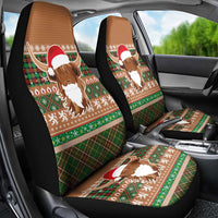 Scottish Christmas Car Seat Cover Highland Cattle-Xmas Tartan Stripes Style Brown Color - Wonder Print Shop