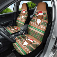 Scottish Christmas Car Seat Cover Highland Cattle-Xmas Tartan Stripes Style Brown Color - Wonder Print Shop