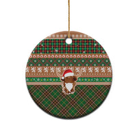 Scottish Christmas Ceramic Ornament Highland Cattle-Xmas Tartan Stripes Style Brown Color - Wonder Print Shop