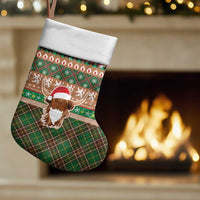 Scottish Christmas Stocking Highland Cattle-Xmas Tartan Stripes Style Brown Color - Wonder Print Shop