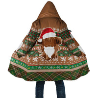 Scottish Christmas Cloak Highland Cattle-Xmas Tartan Stripes Style Brown Color - Wonder Print Shop