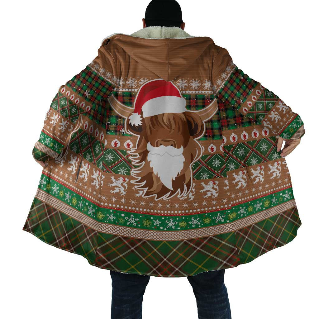 Scottish Christmas Cloak Highland Cattle-Xmas Tartan Stripes Style Brown Color - Wonder Print Shop