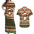 Scottish Christmas Couples Matching Off Shoulder Maxi Dress and Hawaiian Shirt Highland Cattle-Xmas Tartan Stripes Style Brown Color - Wonder Print Shop