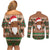Scottish Christmas Couples Matching Off Shoulder Short Dress and Long Sleeve Button Shirt Highland Cattle-Xmas Tartan Stripes Style Brown Color - Wonder Print Shop