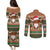 Scottish Christmas Couples Matching Puletasi and Long Sleeve Button Shirt Highland Cattle-Xmas Tartan Stripes Style Brown Color - Wonder Print Shop