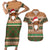 Scottish Christmas Couples Matching Short Sleeve Bodycon Dress and Hawaiian Shirt Highland Cattle-Xmas Tartan Stripes Style Brown Color - Wonder Print Shop