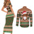 Scottish Christmas Couples Matching Short Sleeve Bodycon Dress and Long Sleeve Button Shirt Highland Cattle-Xmas Tartan Stripes Style Brown Color - Wonder Print Shop