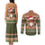 Scottish Christmas Couples Matching Tank Maxi Dress and Long Sleeve Button Shirt Highland Cattle-Xmas Tartan Stripes Style Brown Color - Wonder Print Shop