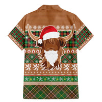Scottish Christmas Family Matching Mermaid Dress and Hawaiian Shirt Highland Cattle-Xmas Tartan Stripes Style Brown Color - Wonder Print Shop