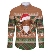 Scottish Christmas Family Matching Puletasi and Hawaiian Shirt Highland Cattle-Xmas Tartan Stripes Style Brown Color - Wonder Print Shop
