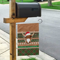 Scottish Christmas Garden Flag Highland Cattle-Xmas Tartan Stripes Style Brown Color - Wonder Print Shop