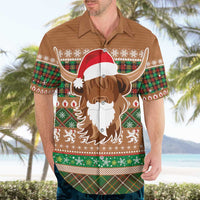 Scottish Christmas Hawaiian Shirt Highland Cattle-Xmas Tartan Stripes Style Brown Color - Wonder Print Shop