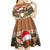 Scottish Christmas Kid Short Sleeve Dress Highland Cattle-Xmas Tartan Stripes Style Brown Color - Wonder Print Shop