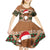 Scottish Christmas Kid Short Sleeve Dress Highland Cattle-Xmas Tartan Stripes Style Brown Color - Wonder Print Shop