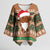 Scottish Christmas Kimono Sleeve Blouse Highland Cattle-Xmas Tartan Stripes Style Brown Color - Wonder Print Shop