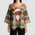 Scottish Christmas Kimono Sleeve Blouse Highland Cattle-Xmas Tartan Stripes Style Brown Color - Wonder Print Shop