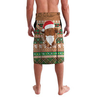 Scottish Christmas Lavalava Highland Cattle-Xmas Tartan Stripes Style Brown Color - Wonder Print Shop