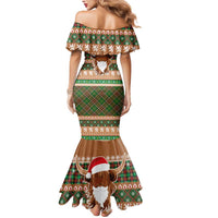 Scottish Christmas Mermaid Dress Highland Cattle-Xmas Tartan Stripes Style Brown Color - Wonder Print Shop