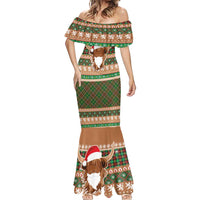 Scottish Christmas Mermaid Dress Highland Cattle-Xmas Tartan Stripes Style Brown Color - Wonder Print Shop