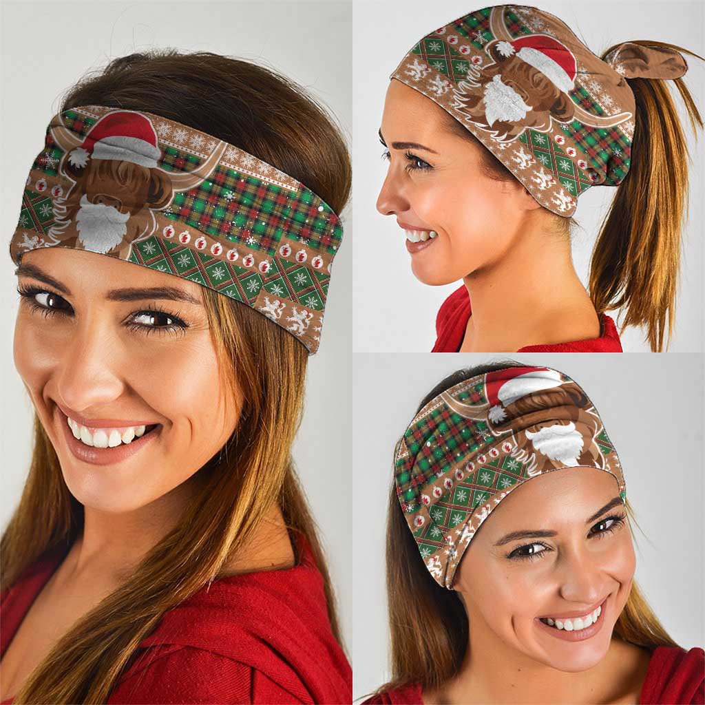 Scottish Christmas Neck Gaiter Highland Cattle-Xmas Tartan Stripes Style Brown Color - Wonder Print Shop