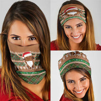 Scottish Christmas Neck Gaiter Highland Cattle-Xmas Tartan Stripes Style Brown Color - Wonder Print Shop