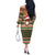 Scottish Christmas Off The Shoulder Long Sleeve Dress Highland Cattle-Xmas Tartan Stripes Style Brown Color - Wonder Print Shop