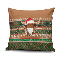 Scottish Christmas Pillow Cover Highland Cattle-Xmas Tartan Stripes Style Brown Color - Wonder Print Shop