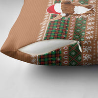 Scottish Christmas Pillow Cover Highland Cattle-Xmas Tartan Stripes Style Brown Color - Wonder Print Shop