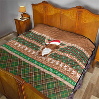 Scottish Christmas Quilt Highland Cattle-Xmas Tartan Stripes Style Brown Color - Wonder Print Shop