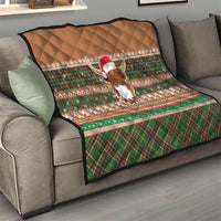 Scottish Christmas Quilt Highland Cattle-Xmas Tartan Stripes Style Brown Color - Wonder Print Shop