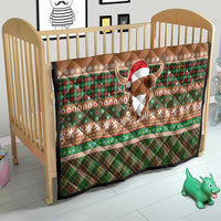 Scottish Christmas Quilt Highland Cattle-Xmas Tartan Stripes Style Brown Color - Wonder Print Shop
