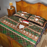 Scottish Christmas Quilt Bed Set Highland Cattle-Xmas Tartan Stripes Style Brown Color - Wonder Print Shop