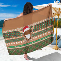 Scottish Christmas Sarong Highland Cattle-Xmas Tartan Stripes Style Brown Color - Wonder Print Shop