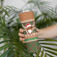 Scottish Christmas Skinny Tumbler Highland Cattle-Xmas Tartan Stripes Style Brown Color - Wonder Print Shop