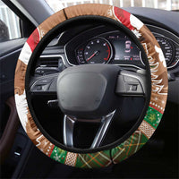 Scottish Christmas Steering Wheel Cover Highland Cattle-Xmas Tartan Stripes Style Brown Color - Wonder Print Shop