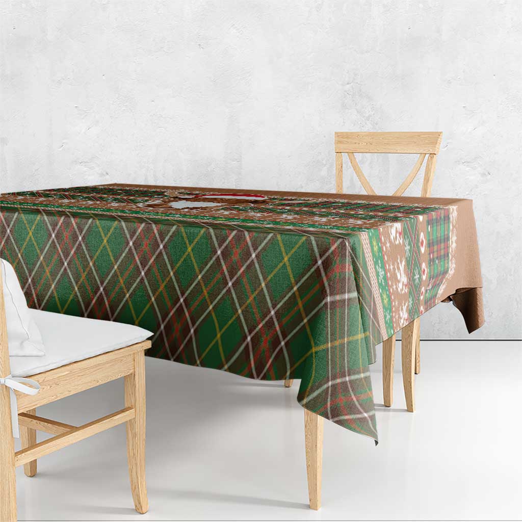 Scottish Christmas Tablecloth Highland Cattle-Xmas Tartan Stripes Style Brown Color - Wonder Print Shop