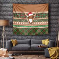 Scottish Christmas Tapestry Highland Cattle-Xmas Tartan Stripes Style Brown Color - Wonder Print Shop