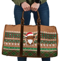 Scottish Christmas Travel Bag Highland Cattle-Xmas Tartan Stripes Style Brown Color - Wonder Print Shop