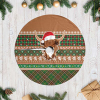 Scottish Christmas Tree Skirt Highland Cattle-Xmas Tartan Stripes Style Brown Color - Wonder Print Shop